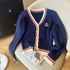 Stickad Dam Tröja Cashmere V - neck Pullover - STILUNA