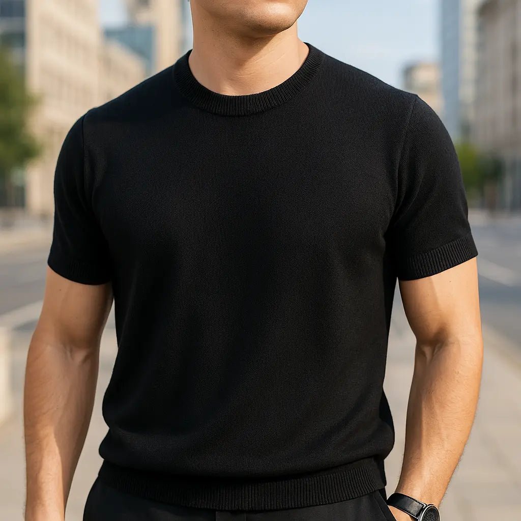 Stilig T-shirt i 100% Bomull med Kort Ärmar – Modern Passform i Flera Färger, Mjuk och Hållbar - STILUNA