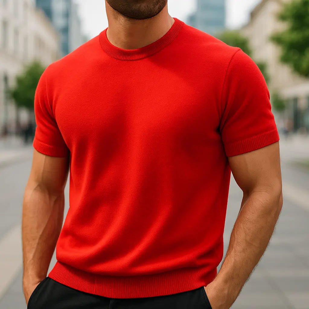 Stilig T-shirt i 100% Bomull med Kort Ärmar – Modern Passform i Flera Färger, Mjuk och Hållbar - STILUNA