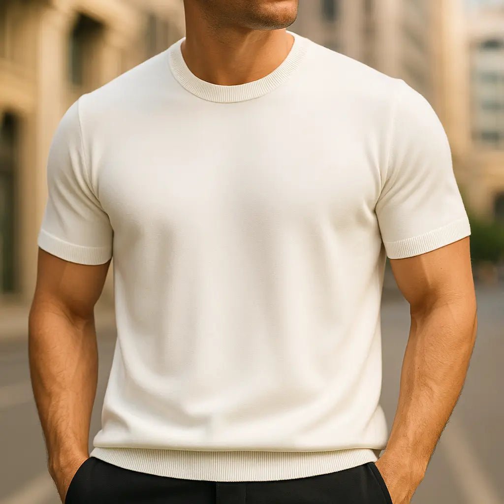 Stilig T-shirt i 100% Bomull med Kort Ärmar – Modern Passform i Flera Färger, Mjuk och Hållbar - STILUNA