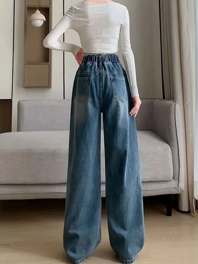 Stora Denimbyxor: Lås Upp Bekväm Stil För Kvinnor Med Hög Midja Och Vida Ben - STILUNA