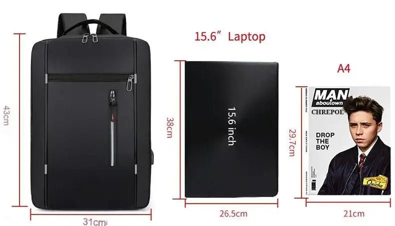 Vattentät Oxford Laptop Ryggsäck 15.6 Tum: Lås Upp Hög Kapacitet Med USB Laddningsport För Affärsresor Och Skola - STILUNA