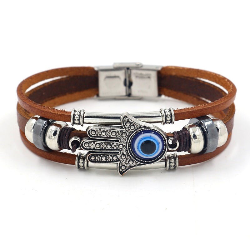 Vintage Flätat Läderarmband Herr i Legering – 21 cm Vävt Armband för Tidlös Stil - STILUNA