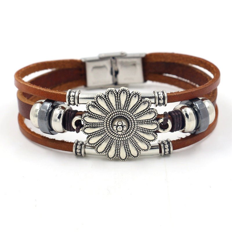 Vintage Flätat Läderarmband Herr i Legering – 21 cm Vävt Armband för Tidlös Stil - STILUNA