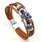 Vintage Flätat Läderarmband Herr i Legering – 21 cm Vävt Armband för Tidlös Stil - STILUNA