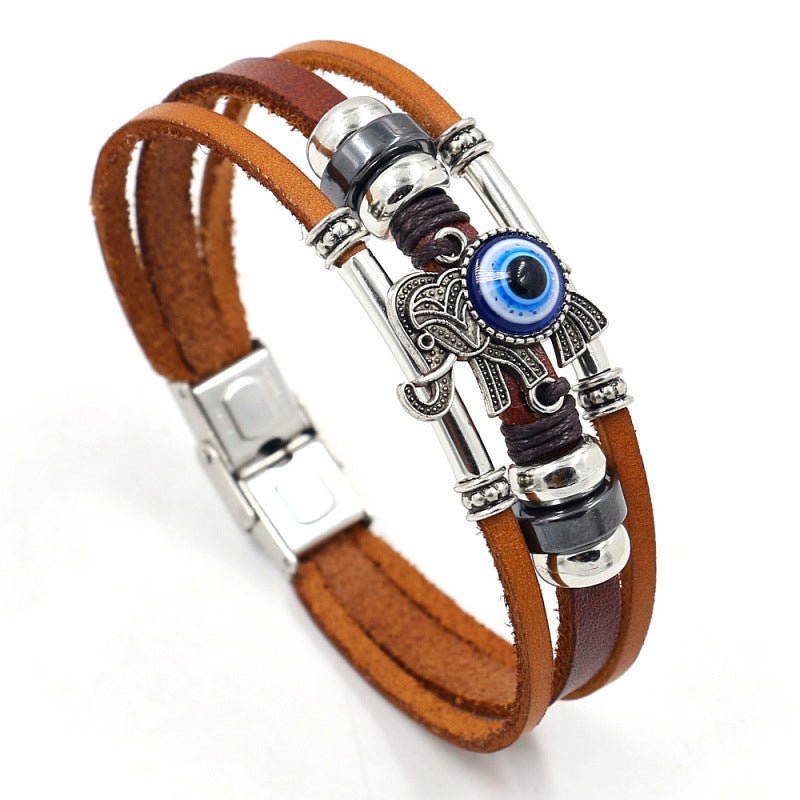 Vintage Flätat Läderarmband Herr i Legering – 21 cm Vävt Armband för Tidlös Stil - STILUNA