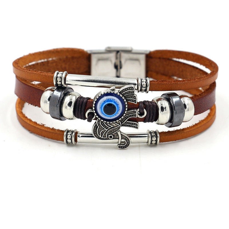 Vintage Flätat Läderarmband Herr i Legering – 21 cm Vävt Armband för Tidlös Stil - STILUNA