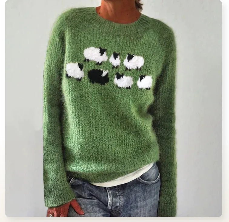 Vintage Stickad Tröja Dam i Mjuk Knit med Avslappnad Passform – Nina Sweater för Komfort och Stil - STILUNA