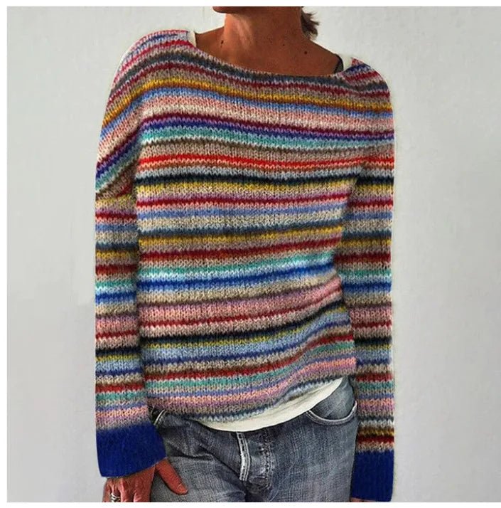 Vintage Stickad Tröja Dam i Mjuk Knit med Avslappnad Passform – Nina Sweater för Komfort och Stil - STILUNA
